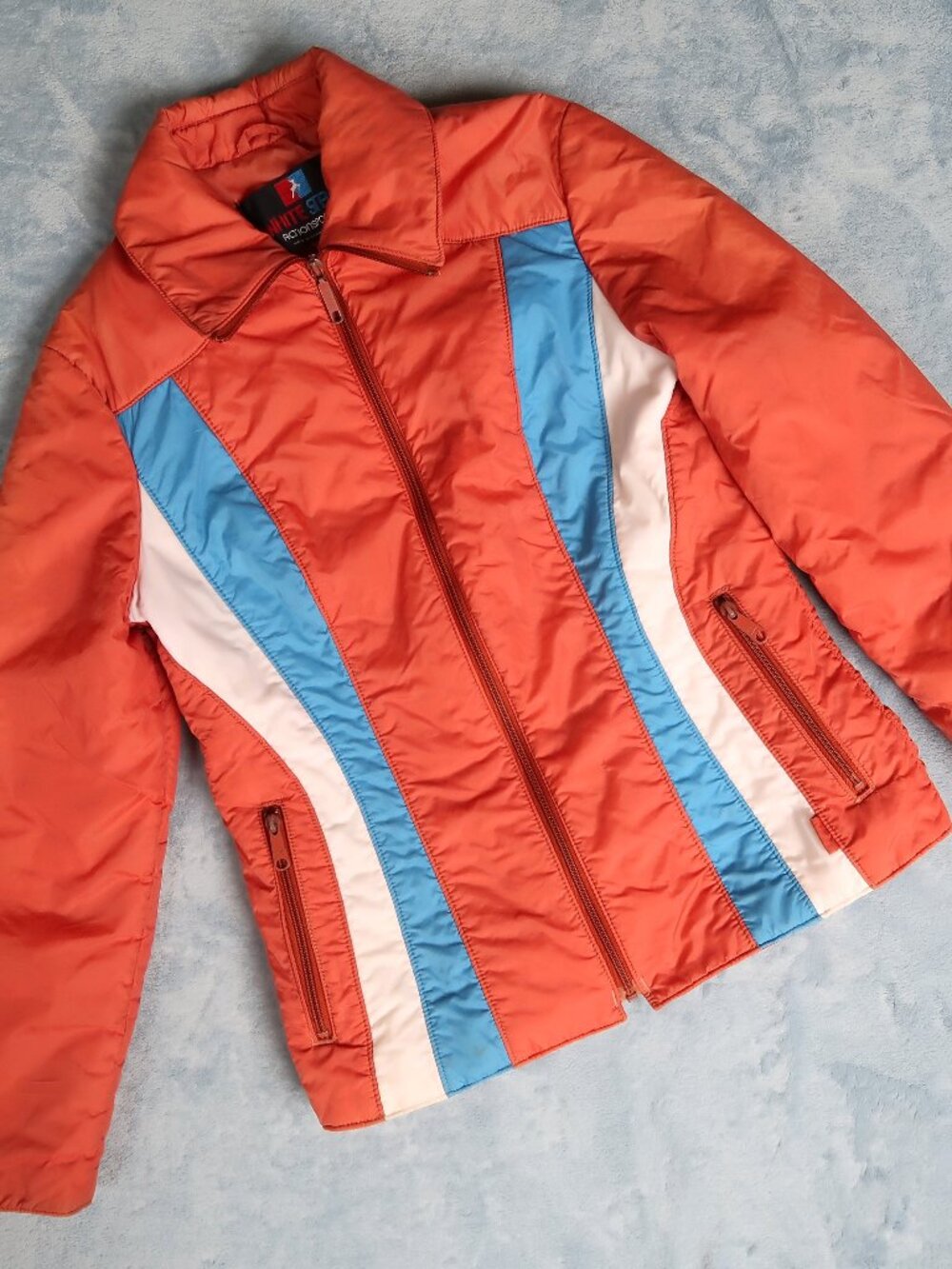 Vintage 1970s White Stag ski jacket, Orange Blue and White, camping